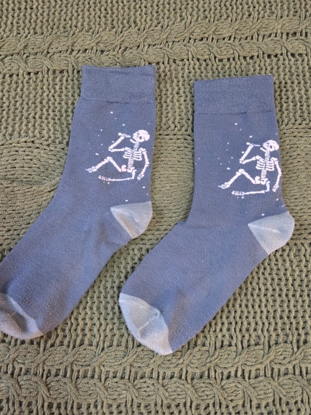 Crew Socks Skeleton Blue Adult Socks One Size